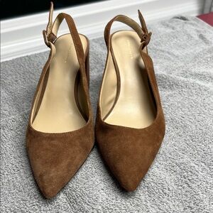 Ann Taylor Brown Suede Slingback Pumps